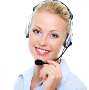 beautiful smiling happy woman in headset